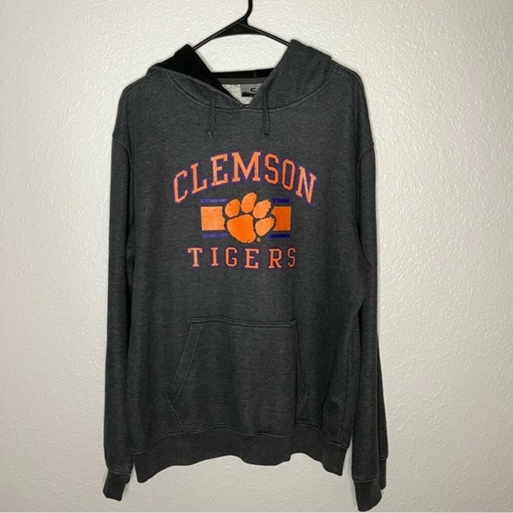 Clemson Tigers Mens Size L Cotton Blend Grey Hoodie Sweatshirt Football College